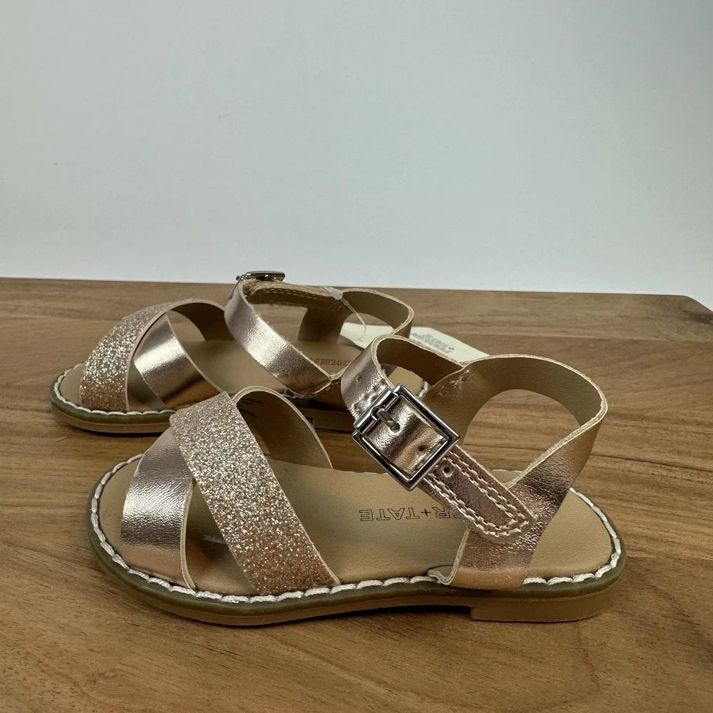 New‎ Little Kids Girls Tucker & Tate Tarya Rose Gold Glitter Sandals Size 5 C